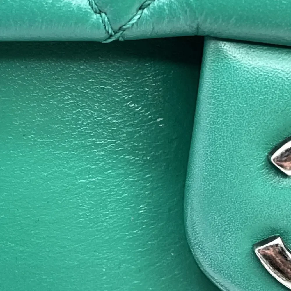 Chanel Rock My Shoulder Classic Purse Bag Emerald Green Silver Hardware AS IS